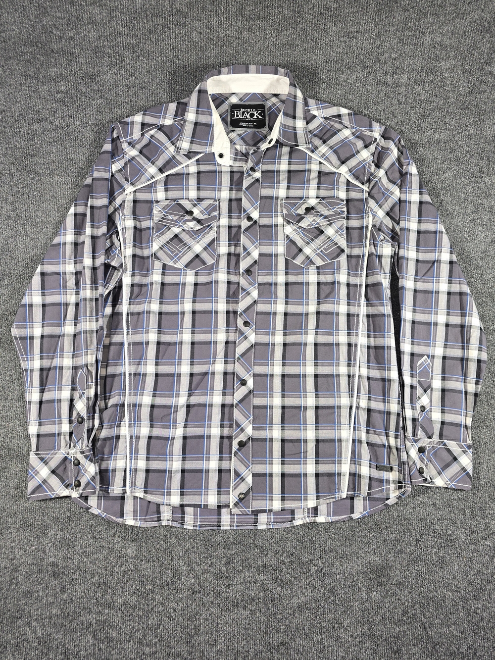 Buckle Black No. 48 Athletic Fit Plaid Western Shirt Men's XL